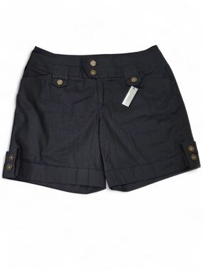 Venezia Black Cuffed Bermuda Shorts with Button Details Size 16 NWT
